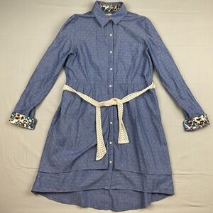Anthropologie Isabelle Sinclair Chambray Shirtdress M Belted Cottagecore